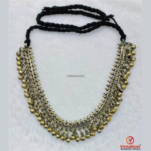 Vintage Statement Rustic Silver Choker Necklace: Handmade Kuchi Boho Jewelry - Picture 3 of 6